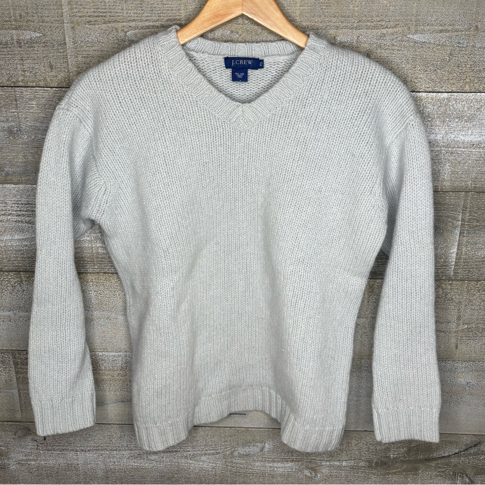 J Crew 100% wool baby blue chunky sweater PS